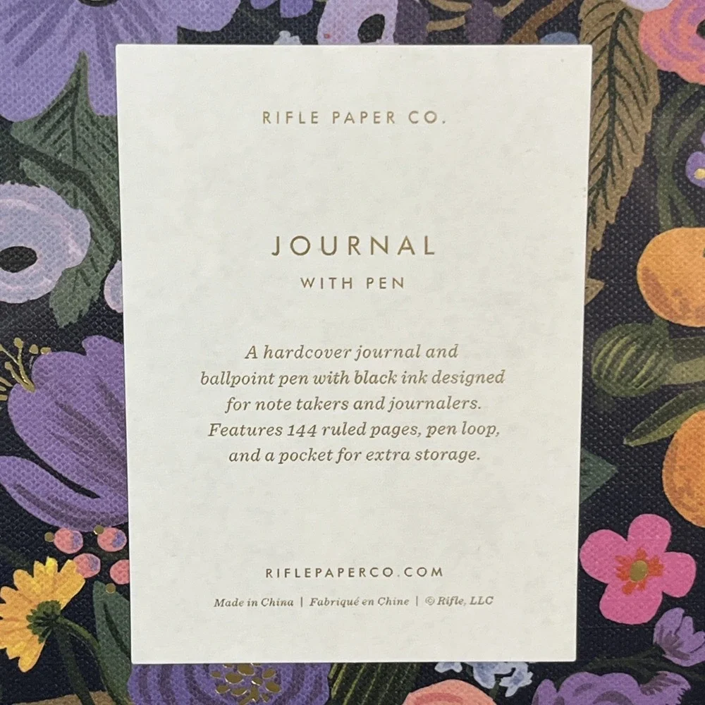 Rifle Paper Co 144 pg Journal w/ Pen Hardcover Floral Notebook with Foil Accents